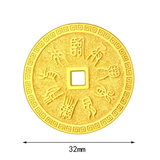999 Pure Gold Nine-Syllable Mantra Bagua Pendant